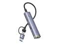 Miniatyrbilde 2 av 5: Baseus UltraJoy, USB 3.2 Gen 1 (3.1 Gen 1) Type-A + Type-C, RJ-45, USB 3.0, USB Type-C, 5000 Mbit/s, Grå, Akrylonitril-butadien-styren (ABS), Alumini