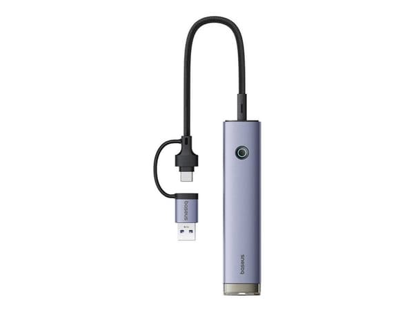 Baseus UltraJoy, USB 3.2 Gen 1 (3.1 Gen 1) Type-A + Type-C, RJ-45, USB 3.0, USB Type-C, 5000 Mbit/s, Grå, Akrylonitril-butadien-styren (ABS), Alumini