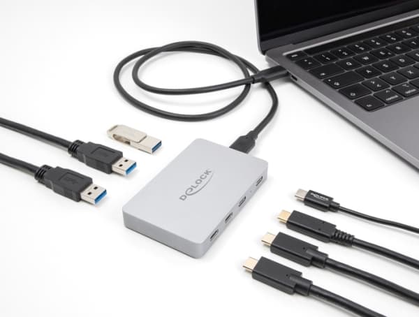DeLOCK 64279, USB 3.2 Gen 2 (3.1 Gen 2) Type-C, USB 3.2 Gen 1 (3.1 Gen 1) Type-A, USB 3.2 Gen 1 (3.1 Gen 1) Type-C, USB 3.2 Gen 2 (3.1 Gen 2) Type-C,