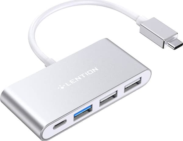 "Lention 4in1 Hub USB-C till USB 30 + 2x USB 20 + USB-C silver