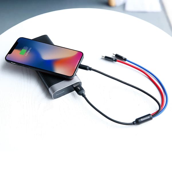 3i1 USB-kabel USB till microUSB / Lightning / USB-C 3,5A 30cm