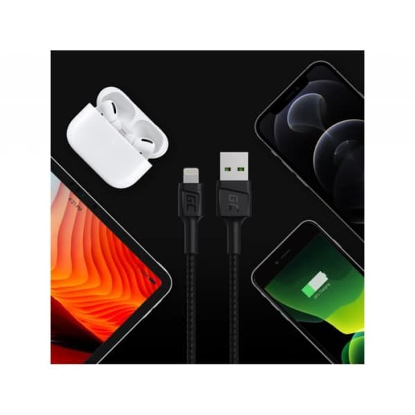 Green Cell GC PowerStream USB-A - Lightning-kabel 120cm för iPhone, iPad, iPod, snabbladdning