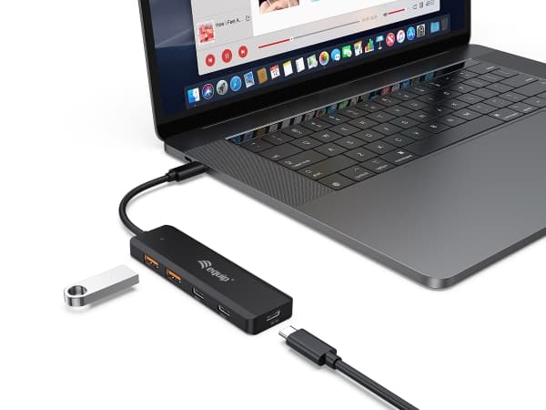 Equip 128966, USB 3.2 Gen 2 (3.1 Gen 2) Typ-C, USB 3.2 Gen 2 (3.1 Gen 2) Typ-C, USB 3.2 Gen 2 (3.1 Gen 2) Typ-A, 10000 Mbit/s, Sort, 0,18 m, Kina