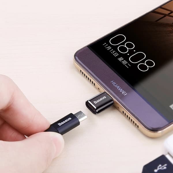 Baseus Mini Micro-USB till USB-C Adapter - Svart