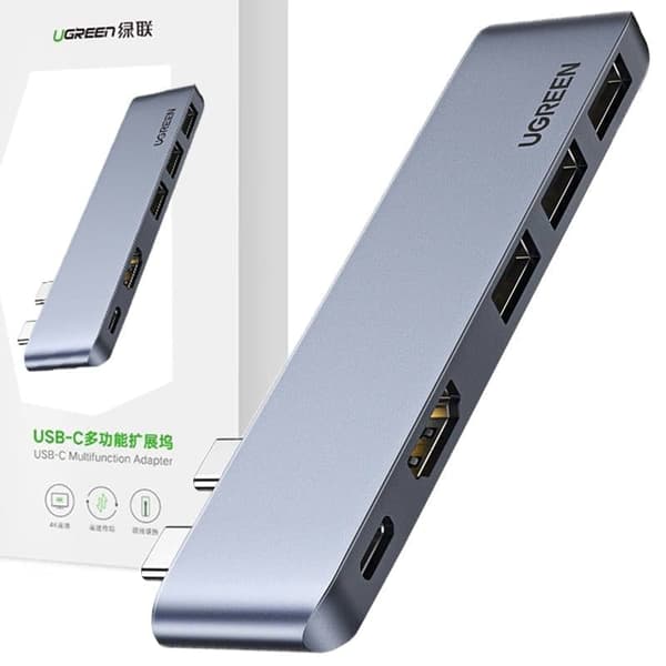 Ugrønn HUB 2x USB Type C - USB Type C PD (Thunderbolt 3, 100W, 4K@60 Hz, 10 Gbps) / HDMI 4K@30 Hz / 3x USB 3.0 for MacBook Pro / Air