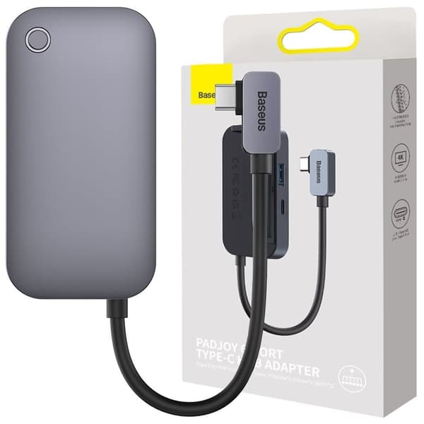 Universal USB HUB for nettbrett/smarttelefon 6in1 USB-C Baseus PadJoy - mørkegrå