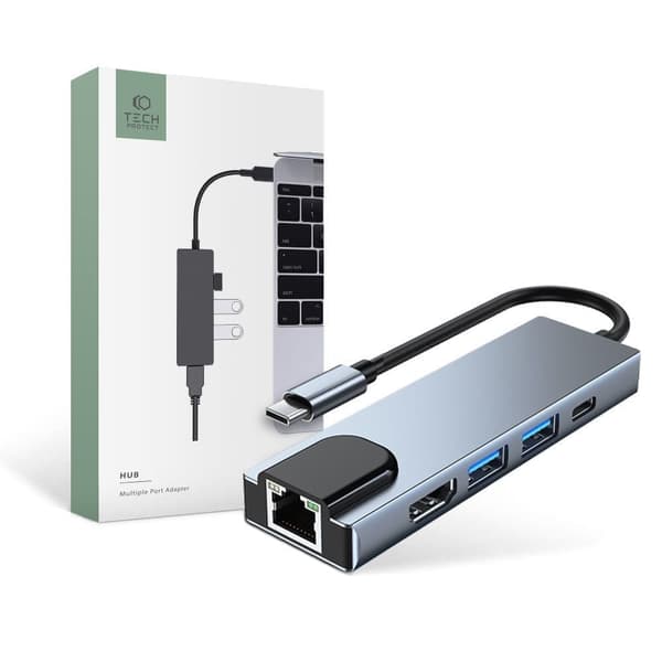 TECH-PROTECT V3-HUB ADAPTER 5IN1 GRÅ