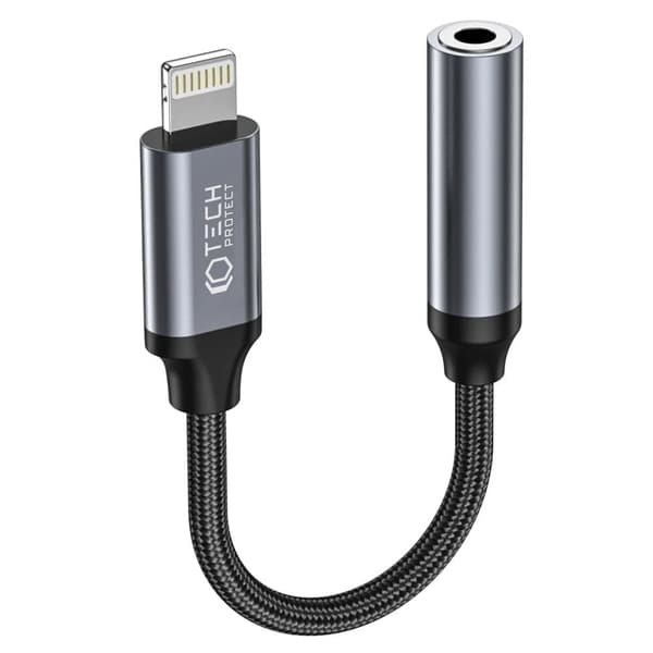 TECH-PROTECT ULTRABOOST ADAPTER LYN TIL MINIJACK 3,5 MM SVART