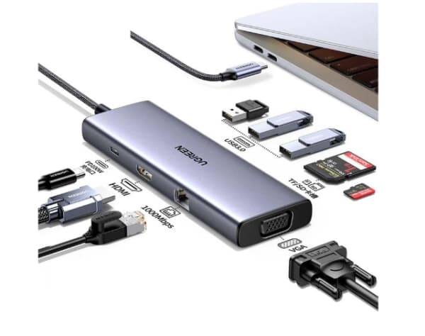 Ugreen Revodok USB-C 6-IN-1 Hub met 4K HDMI, USB Type-C, USB 3.0, VGA, 10000 Mbit/s, Gigabit Ethernet, 1000 Mbit/s, 200 mm