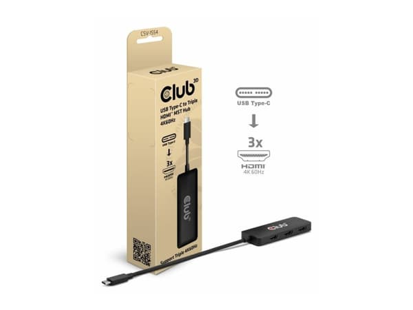 CLUB3D CSV-1554, USB Type-C, HDMI, 144 Hz, 3840 x 2160, 7680 x 4320, 7680 x 4320 pixels, Black