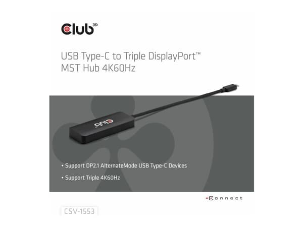 Club 3D CSV-1553 - Dockningsstation - USB-C / Thunderbolt 4 - 3 x DP++