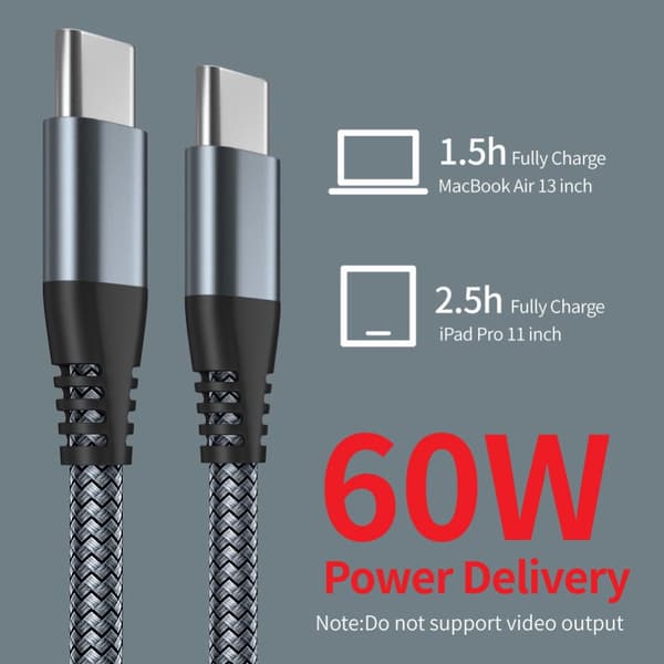 INF Typ-c PD snabbladdningsdatakabel, USB C till USB C-kabel 0