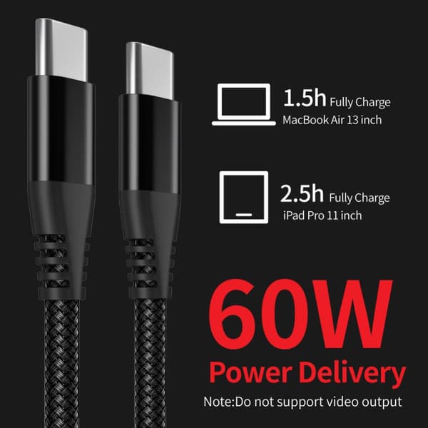 INF Typ-c PD snabbladdningsdatakabel, USB C till USB C-kabel 0
