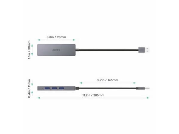 Aukey CB-H36 4 porte USB 3.0-hub Sølv