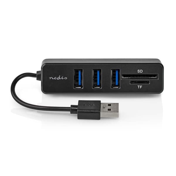 Nedis USB-hubb | 1x USB-A | 3x USB A hona | 5-Port port(s) | USB 2.0 | USB ström | SD & MicroSD