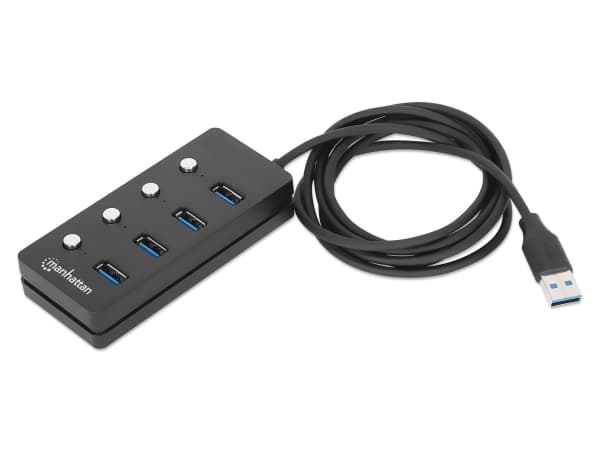 Manhattan 180887, USB 3.2 Gen 1 (3.1 Gen 1) Type-A, USB 3.2 Gen 1 (3.1 Gen 1) Type-A, 5000 Mbit/s, Svart, Akrylnitrilbutadienstyren (ABS), 1,5 m