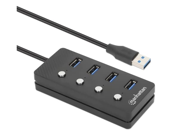 Manhattan 180887, USB 3.2 Gen 1 (3.1 Gen 1) Type-A, USB 3.2 Gen 1 (3.1 Gen 1) Type-A, 5000 Mbit/s, Svart, Akrylnitrilbutadienstyren (ABS), 1,5 m