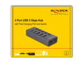 Miniatyrbild 5 av 5: Delock - Hubb - 5 Gbps, 1 snabb laddningsport, + switch - 3 x USB + 2 x USB-C - skrivbordsmodell