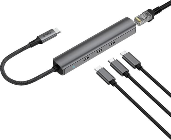Bluecloud USB-C til USB-C-hub og gigabit ethernet-adapter