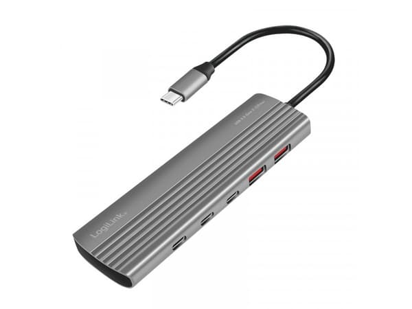 LogiLink USB 3.2 Gen2 Hub, 4+1-port, 2x USB-A, 2x USB-C, PD 100W, aluminum