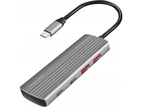 LogiLink USB 3.2 Gen2 Hub, 4+1-port, 2x USB-A, 2x USB-C, PD 100W, aluminum