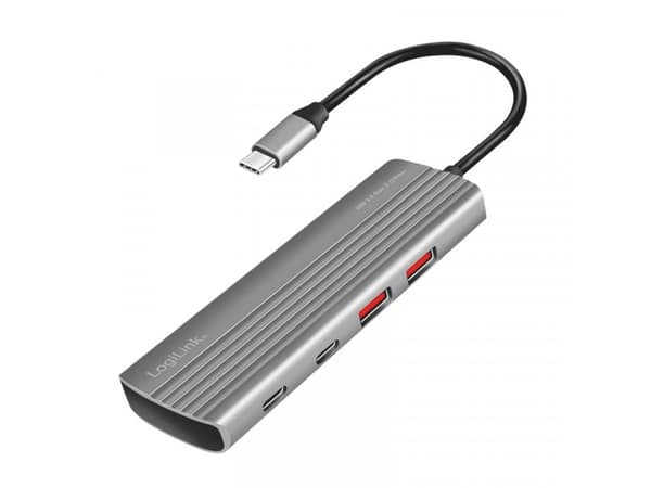 LogiLink USB 3.2 Gen2 Hub, 7+1-port, 2x USB-A, 5x USB-C, PD 100W, aluminum