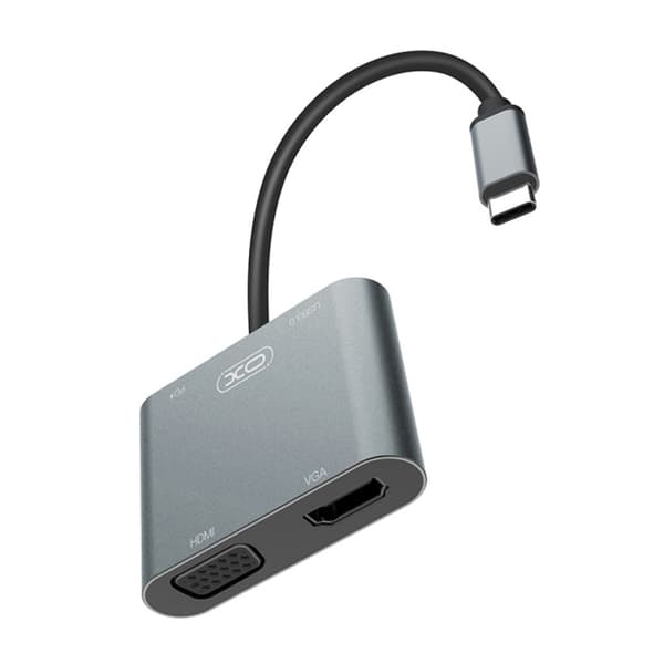 Xo adapter HUB HUB001 4in1 sølv