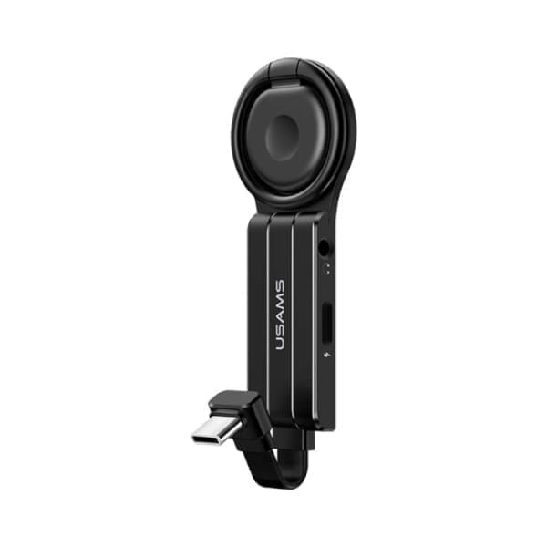 USAMS-sovitin AU11 2in1 USB-C - 3,5 mm + USB-C + rengaspidike musta/musta SJ359TC01 (US-SJ359)