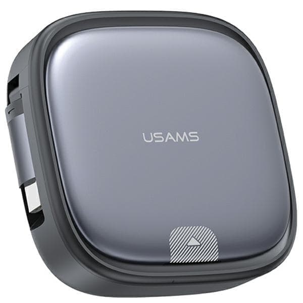 USAMS 3in1 sisäänvedettävä kaapeli laatikolla MicroUSB/USB-C/Lightning 60W teräs/tummuva SJ650USB01 (US-SJ650)