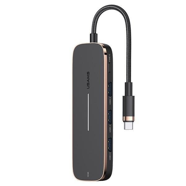 USAMS Adapter HUB 3xUSB + USB-C + HDMI musta/musta SJ578HUB01 (US-SJ578)
