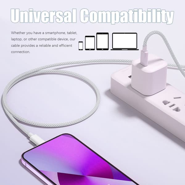 2-Pack USB-C-kabel 1 meter - Hurtiglading av dataoverføring