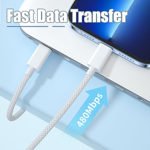 2-Pack USB-C-kabel 1 meter - Hurtiglading av dataoverføring
