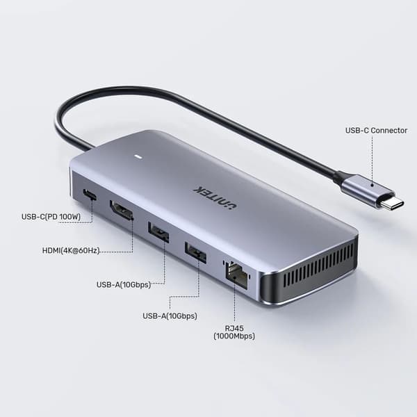UNITEK ACTIVE HUB 6-I-1 USB-C, M.2 SSD-KABLE