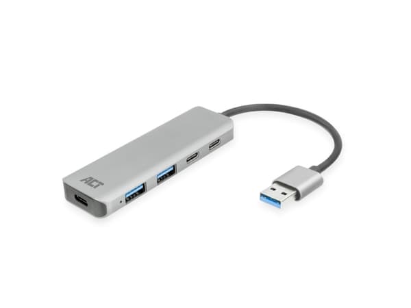 ACT AC6125 - USB 3.2 Gen 1 (3.1 Gen 1) Type-A - USB 3.2 Gen 1 (3.1 Gen 1) Type-A - USB 3.2 Gen 1 (3.1 Gen 1) Type-C - 5000 Mbit/s - Grau - Aluminium