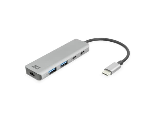 ACT AC7072 Gränssnittshubb USB 3.2 Gen 1 (3.1 Gen 1) Typ-C 5000 Mbps Svart - Grå (AC7072)