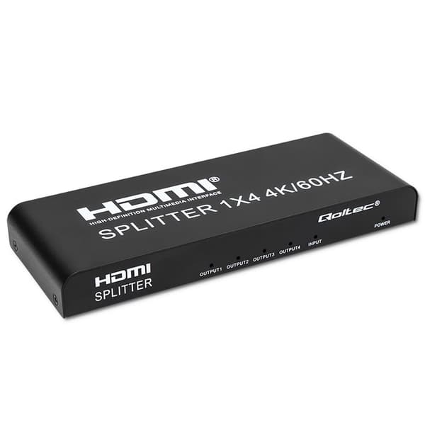 Qoltec 51799 Active HDMI Splitter 4 x HDMI 4K x 2K | 6 Gb/s | 60 Hz