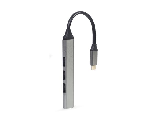 Gembird - Hub - USB Type-C, silver - 1 x USB 3.1 + 3 x USB 2.0 - stasjonær