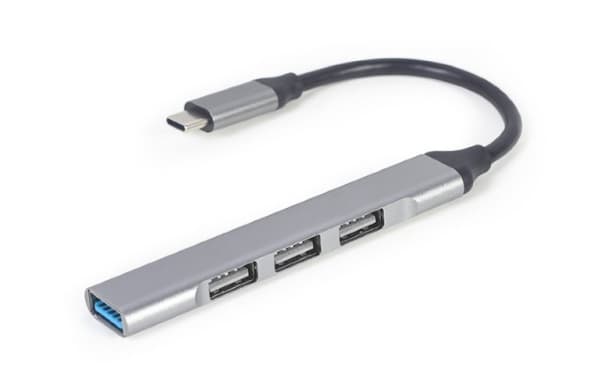 Gembird - Hub - USB Type-C, silver - 1 x USB 3.1 + 3 x USB 2.0 - stasjonær