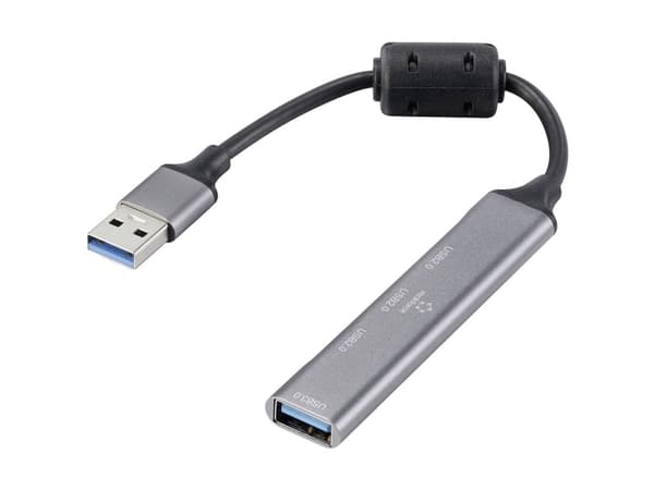 Renkforce RF-6250246 3+1 porte USB-kombihub Aluminiumkabinet Sort