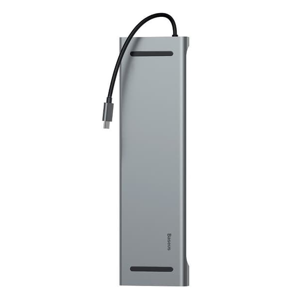 Baseus Enjoyment -sarjan monitoiminen Type-C älykäs HD HUB (PD/HD4K*2/VGA/RJ45/SD/TF/USB*3/Audio*1/teline)Tummanharmaa