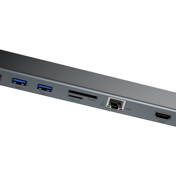 Baseus Enjoyment -sarjan monitoiminen Type-C älykäs HD HUB (PD/HD4K*2/VGA/RJ45/SD/TF/USB*3/Audio*1/teline)Tummanharmaa