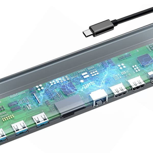 Baseus Enjoyment -sarjan monitoiminen Type-C älykäs HD HUB (PD/HD4K*2/VGA/RJ45/SD/TF/USB*3/Audio*1/teline)Tummanharmaa