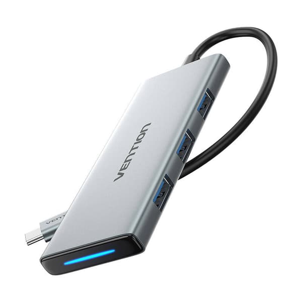 USB-C till HDMI, 3x USB 3.0, SD, TF, PD Hub Vention TOPHB 0,15m Grå