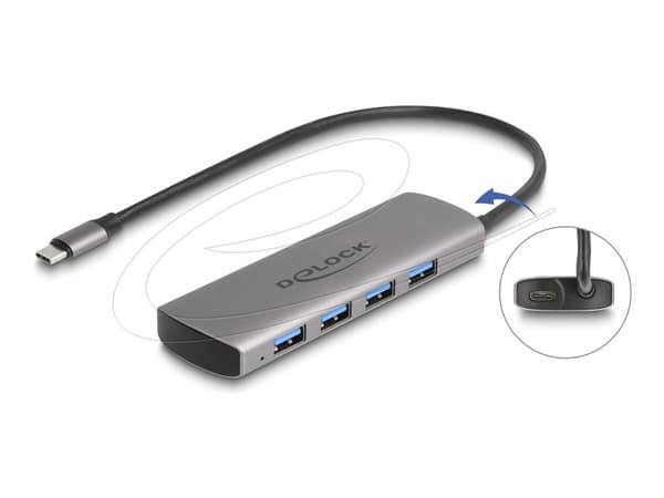 Delock - Hub - 10 Gbps, with USB Type-C connector and additional power port - 4 x USB - stasjonær