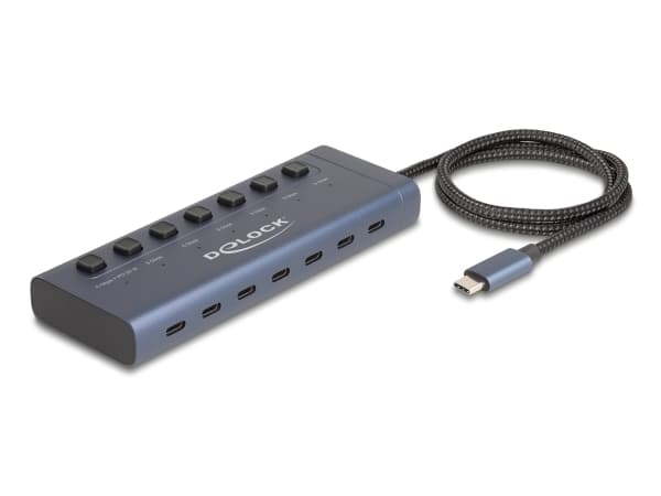 Delock - Hubb - 6 x USB-C + 1 x USB-C (strömleverans) - skrivbordsmodell