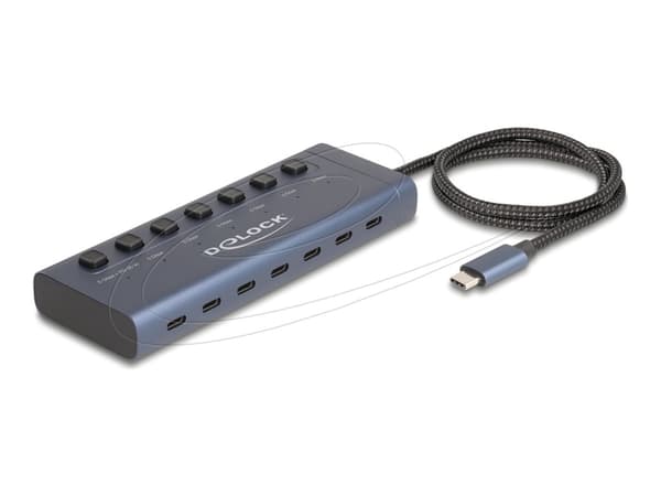 Delock - Hubb - 6 x USB-C + 1 x USB-C (strömleverans) - skrivbordsmodell