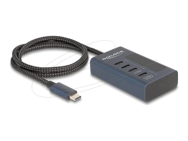 Delock - Hubb - 10 Gbps, därav 3 x dataport + 1 x data och PD 20W med strömindikator - 4 x USB-C - skrivbordsmodell