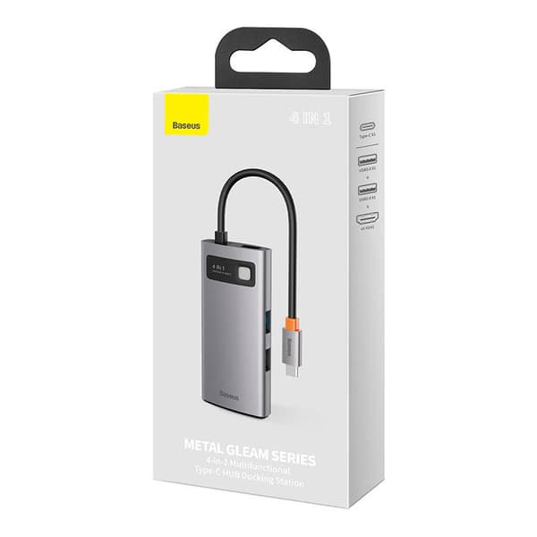 Hub 4in1 Baseus Metal Gleam Series, USB-C till USB 3.0 + USB 2.0 + HDMI + USB-C PD