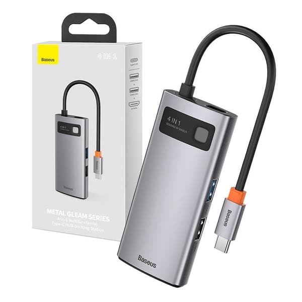 Hub 4in1 Baseus Metal Gleam Series, USB-C till USB 3.0 + USB 2.0 + HDMI + USB-C PD