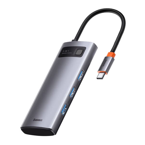 Hub 5in1 Baseus Metal Gleam Series, USB-C till 3x USB 3.0 + HDMI + USB-C PD